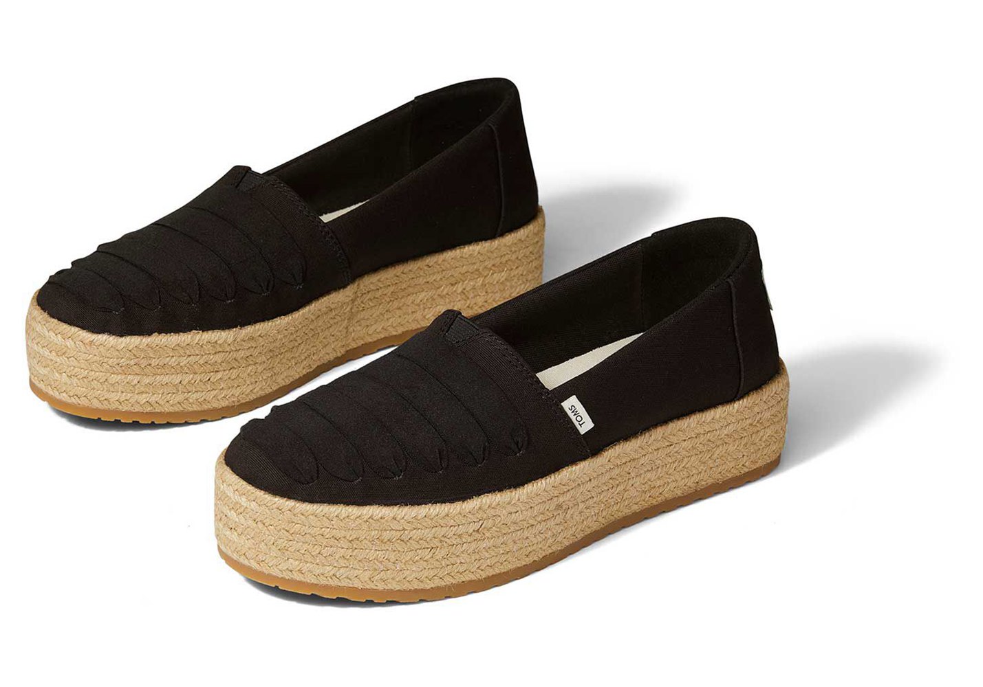 Toms Espadryle Damskie Czarne - Valencia Platform - 03TKNPJIV